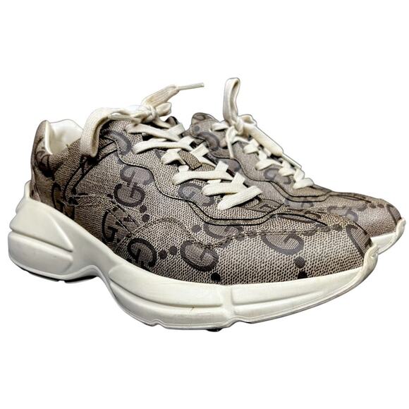 Gucci Rhyton GG Sneakers Men\'s Beige All Over Logo US 8 $1,190 Retail main image 4